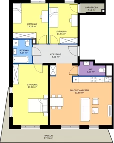 4 pokoje, mieszkanie 98,83 m², piętro 2, oferta nr M4006, Osiedle Ozon - Etap VIII, Kraków, Prądnik Biały, Górka Narodowa, ul. Stefana Banacha/ul. Fryderyka Schillinga