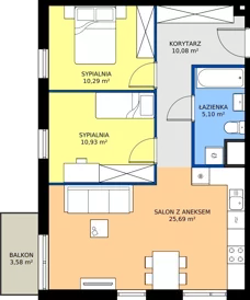 3 pokoje, mieszkanie 62,09 m², piętro 2, oferta nr M4037, Osiedle Ozon - Etap VIII, Kraków, Prądnik Biały, Górka Narodowa, ul. Stefana Banacha/ul. Fryderyka Schillinga