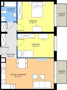 3 pokoje, mieszkanie 70,70 m², parter, oferta nr M4016, Osiedle Ozon - Etap VIII, Kraków, Prądnik Biały, Górka Narodowa, ul. Stefana Banacha/ul. Fryderyka Schillinga