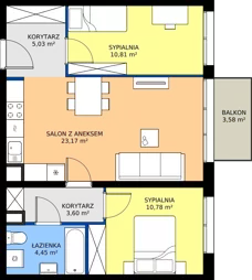3 pokoje, mieszkanie 57,84 m², parter, oferta nr M4015, Osiedle Ozon - Etap VIII, Kraków, Prądnik Biały, Górka Narodowa, ul. Stefana Banacha/ul. Fryderyka Schillinga