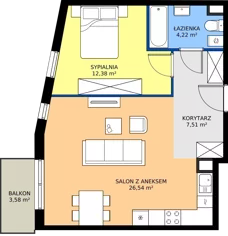 2 pokoje, mieszkanie 50,65 m², piętro 2, oferta nr M4039, Osiedle Ozon - Etap VIII, Kraków, Prądnik Biały, Górka Narodowa, ul. Stefana Banacha/ul. Fryderyka Schillinga