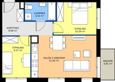 3 pokoje, mieszkanie 54,76 m², parter, oferta nr M4018, Osiedle Ozon - Etap VIII, Kraków, Prądnik Biały, Górka Narodowa, ul. Stefana Banacha/ul. Fryderyka Schillinga
