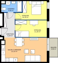 3 pokoje, mieszkanie 56,01 m², piętro 1, oferta nr M4026, Osiedle Ozon - Etap VIII, Kraków, Prądnik Biały, Górka Narodowa, ul. Stefana Banacha/ul. Fryderyka Schillinga