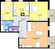 5 pokoi, mieszkanie 96,90 m², piętro 2, oferta nr M4032, Osiedle Ozon - Etap VIII, Kraków, Prądnik Biały, Górka Narodowa, ul. Stefana Banacha/ul. Fryderyka Schillinga