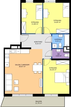 4 pokoje, mieszkanie 89,27 m², piętro 1, oferta nr M4003, Osiedle Ozon - Etap VIII, Kraków, Prądnik Biały, Górka Narodowa, ul. Stefana Banacha/ul. Fryderyka Schillinga