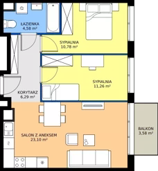 3 pokoje, mieszkanie 56,01 m², parter, oferta nr M4017, Osiedle Ozon - Etap VIII, Kraków, Prądnik Biały, Górka Narodowa, ul. Stefana Banacha/ul. Fryderyka Schillinga