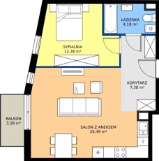 2 pokoje, mieszkanie 50,43 m², piętro 1, oferta nr M4030, Osiedle Ozon - Etap VIII, Kraków, Prądnik Biały, Górka Narodowa, ul. Stefana Banacha/ul. Fryderyka Schillinga