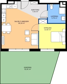 2 pokoje, mieszkanie 52,29 m², parter, oferta nr M4001, Osiedle Ozon - Etap VIII, Kraków, Prądnik Biały, Górka Narodowa, ul. Stefana Banacha/ul. Fryderyka Schillinga