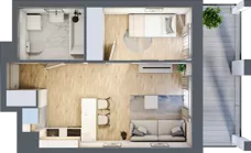 2 pokoje, mieszkanie 34,49 m², piętro 2, oferta nr B7, Dom Hygge Twin, Warszawa, Mokotów, Sielce, ul. Bobrowiecka 4B