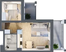 2 pokoje, mieszkanie 35,25 m², piętro 2, oferta nr C5, Dom Hygge Twin, Warszawa, Mokotów, Sielce, ul. Bobrowiecka 4B