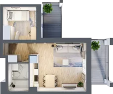 2 pokoje, mieszkanie 35,25 m², piętro 3, oferta nr C8, Dom Hygge Twin, Warszawa, Mokotów, Sielce, ul. Bobrowiecka 4B