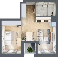 2 pokoje, mieszkanie 36,38 m², piętro 1, oferta nr A5, Dom Hygge Twin, Warszawa, Mokotów, Sielce, ul. Bobrowiecka 4B