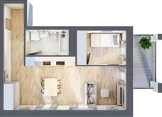 2 pokoje, mieszkanie 39,64 m², piętro 1, oferta nr A4, Dom Hygge Twin, Warszawa, Mokotów, Sielce, ul. Bobrowiecka 4B