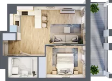 2 pokoje, mieszkanie 39,88 m², piętro 2, oferta nr B6, Dom Hygge Twin, Warszawa, Mokotów, Sielce, ul. Bobrowiecka 4B
