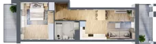 2 pokoje, mieszkanie 44,43 m², piętro 1, oferta nr C3, Dom Hygge Twin, Warszawa, Mokotów, Sielce, ul. Bobrowiecka 4B