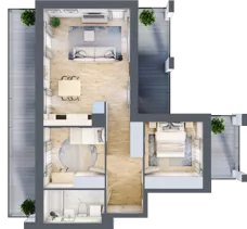3 pokoje, mieszkanie 59,45 m², piętro 5, oferta nr C13, Dom Hygge Twin, Warszawa, Mokotów, Sielce, ul. Bobrowiecka 4B
