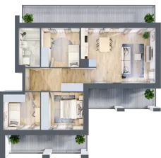 4 pokoje, mieszkanie 67,90 m², piętro 1, oferta nr C1, Dom Hygge Twin, Warszawa, Mokotów, Sielce, ul. Bobrowiecka 4B