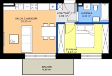 2 pokoje, mieszkanie 39,27 m², piętro 1, oferta nr G.M.1.04, Sereno Park, Łódź, Widzew, Stoki, ul.Listopadowa 91-95