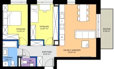 3 pokoje, mieszkanie 64,57 m², piętro 1, oferta nr H.M.1.03, Sereno Park, Łódź, Widzew, Stoki, ul.Listopadowa 91-95