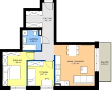 3 pokoje, mieszkanie 60,92 m², piętro 1, oferta nr H.M.1.05, Sereno Park, Łódź, Widzew, Stoki, ul.Listopadowa 91-95