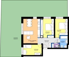 4 pokoje, mieszkanie 76,90 m², parter, oferta nr J.M.0.01, Sereno Park, Łódź, Widzew, Stoki, ul.Listopadowa 91-95