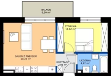2 pokoje, mieszkanie 39,27 m², piętro 1, oferta nr J.M.1.04, Sereno Park, Łódź, Widzew, Stoki, ul.Listopadowa 91-95