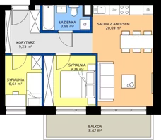 3 pokoje, mieszkanie 49,92 m², piętro 1, oferta nr K.M.1.02, Sereno Park, Łódź, Widzew, Stoki, ul.Listopadowa 91-95