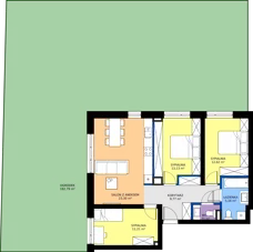 4 pokoje, mieszkanie 76,90 m², parter, oferta nr K.M.0.01, Sereno Park, Łódź, Widzew, Stoki, ul.Listopadowa 91-95