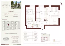 3 pokoje, mieszkanie 65,69 m², parter, oferta nr H.M.0.01, Sereno Park, Łódź, Widzew, Stoki, ul.Listopadowa 91-95