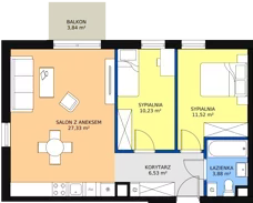 3 pokoje, mieszkanie 59,62 m², piętro 1, oferta nr A.1.19, Skandinavia, Gdańsk, Orunia Górna-Gdańsk Południe, ul. Wielkopolska 66