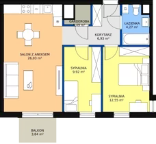 3 pokoje, mieszkanie 61,66 m², piętro 3, oferta nr A.3.42, Skandinavia, Gdańsk, Orunia Górna-Gdańsk Południe, ul. Wielkopolska 66