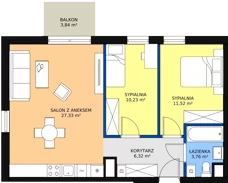 3 pokoje, mieszkanie 59,75 m², piętro 3, oferta nr A.3.47, Skandinavia, Gdańsk, Orunia Górna-Gdańsk Południe, ul. Wielkopolska 66