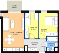 3 pokoje, mieszkanie 52,02 m², piętro 4, oferta nr A.4.52, Skandinavia, Gdańsk, Orunia Górna-Gdańsk Południe, ul. Wielkopolska 66