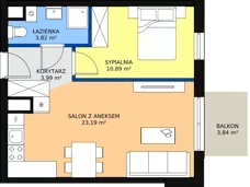 2 pokoje, mieszkanie 42,05 m², piętro 4, oferta nr A.4.57, Skandinavia, Gdańsk, Orunia Górna-Gdańsk Południe, ul. Wielkopolska 66
