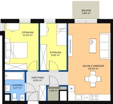 3 pokoje, mieszkanie 61,39 m², piętro 3, oferta nr C.3.34, Skandinavia, Gdańsk, Orunia Górna-Gdańsk Południe, ul. Wielkopolska 66