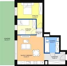 3 pokoje, mieszkanie 57,06 m², parter, oferta nr 3, Apartamenty Mikusińskiego, Katowice, Wełnowiec-Józefowiec, ul. prof. Mikusińskiego / Józefowska