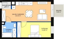 2 pokoje, mieszkanie 44,11 m², piętro 1, oferta nr 13, Apartamenty Mikusińskiego, Katowice, Wełnowiec-Józefowiec, ul. prof. Mikusińskiego / Józefowska