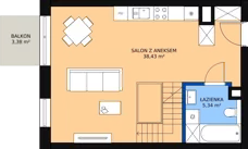 2 pokoje, mieszkanie 44,36 m², piętro 4, oferta nr 38, Apartamenty Mikusińskiego, Katowice, Wełnowiec-Józefowiec, ul. prof. Mikusińskiego / Józefowska