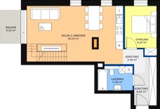 3 pokoje, mieszkanie 57,57 m², piętro 4, oferta nr 40, Apartamenty Mikusińskiego, Katowice, Wełnowiec-Józefowiec, ul. prof. Mikusińskiego / Józefowska