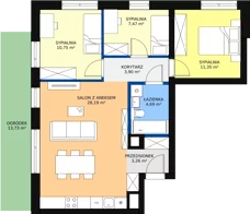 4 pokoje, mieszkanie 69,34 m², parter, oferta nr B.0.7, Apartamenty Widok, Skierniewice, Widok, ul. Armii Krajowej 61