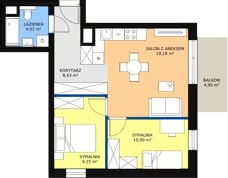 3 pokoje, mieszkanie 50,80 m², piętro 8, oferta nr B.8.79, Apartamenty Widok, Skierniewice, Widok, ul. Armii Krajowej 61
