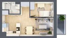 2 pokoje, mieszkanie 33,26 m², piętro 1, oferta nr 140, Nove Diamentowe, Konin, Osiedle Władysława Sikorskiego, ul. Topazowa 28