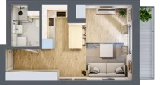 1 pokój, mieszkanie 29,16 m², parter, oferta nr 131, Nove Diamentowe, Konin, Osiedle Władysława Sikorskiego, ul. Topazowa 28