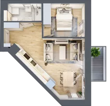 2 pokoje, mieszkanie 38,42 m², piętro 3, oferta nr 36, Nove Diamentowe, Konin, Osiedle Władysława Sikorskiego, ul. Topazowa 28