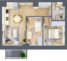 3 pokoje, mieszkanie 44,55 m², piętro 1, oferta nr 44, Nove Diamentowe, Konin, Osiedle Władysława Sikorskiego, ul. Topazowa 28