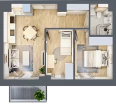 3 pokoje, mieszkanie 44,55 m², piętro 1, oferta nr 47, Nove Diamentowe, Konin, Osiedle Władysława Sikorskiego, ul. Topazowa 28