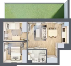 3 pokoje, mieszkanie 42,41 m², parter, oferta nr 153, Nove Diamentowe, Konin, Osiedle Władysława Sikorskiego, ul. Topazowa 28