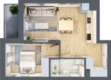 2 pokoje, mieszkanie 40,57 m², piętro 2, oferta nr 107, Nove Diamentowe, Konin, Osiedle Władysława Sikorskiego, ul. Topazowa 28