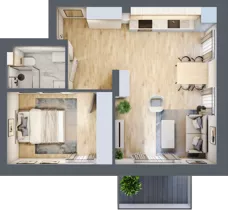 2 pokoje, mieszkanie 44,21 m², piętro 3, oferta nr 31, Nove Diamentowe, Konin, Osiedle Władysława Sikorskiego, ul. Topazowa 28