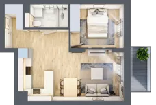 2 pokoje, mieszkanie 40,21 m², piętro 2, oferta nr 63, Nove Diamentowe, Konin, Osiedle Władysława Sikorskiego, ul. Topazowa 28